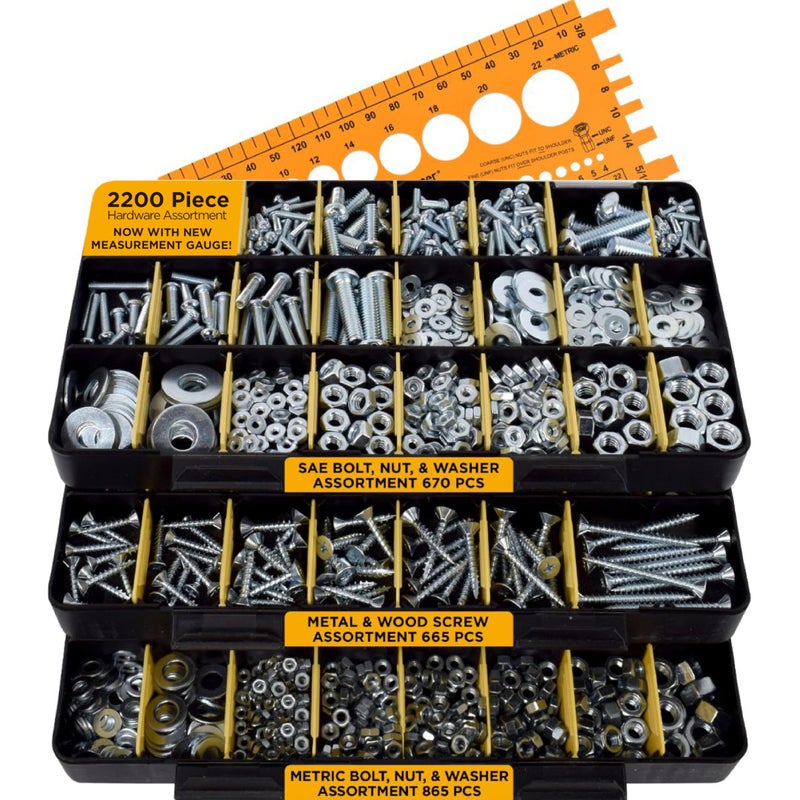 Jackson Palmer 2201 Piece Hardware Assortment Kit with Screws, Nuts, Bolts & Washers (3 Trays) - Image 1